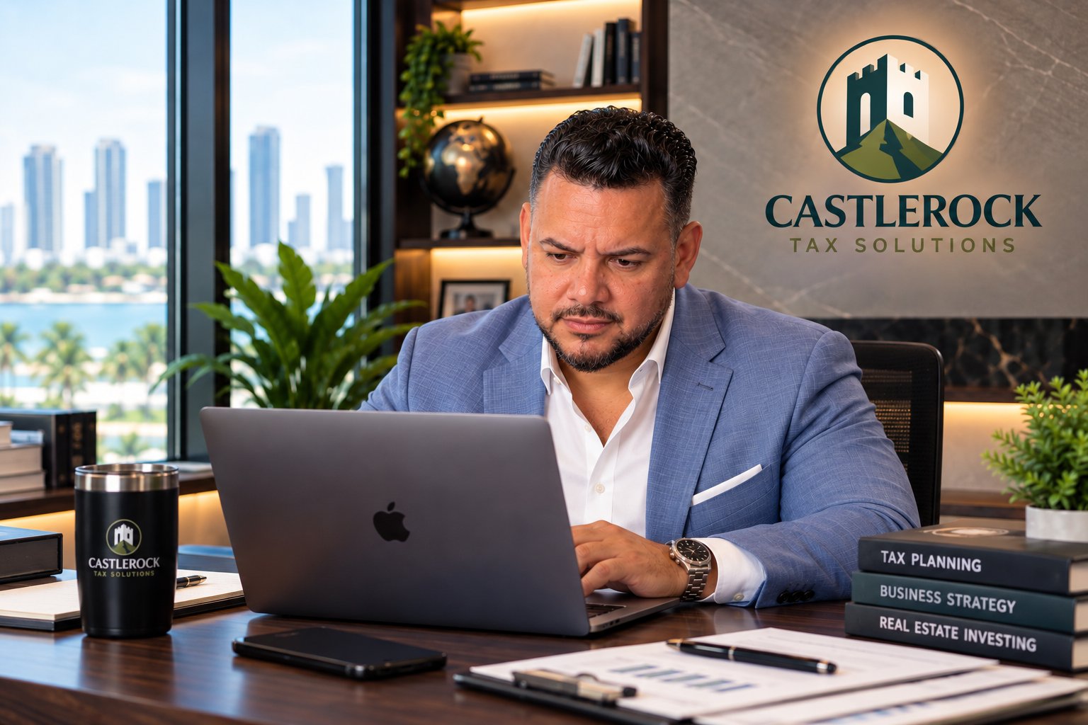 Rafael Quezada working on a client file