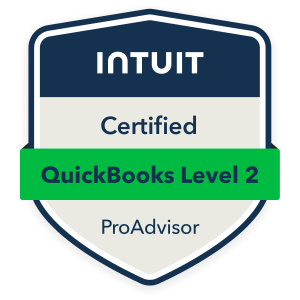 Intuit Certified QuickBooks Level 2 ProAdvisor badge