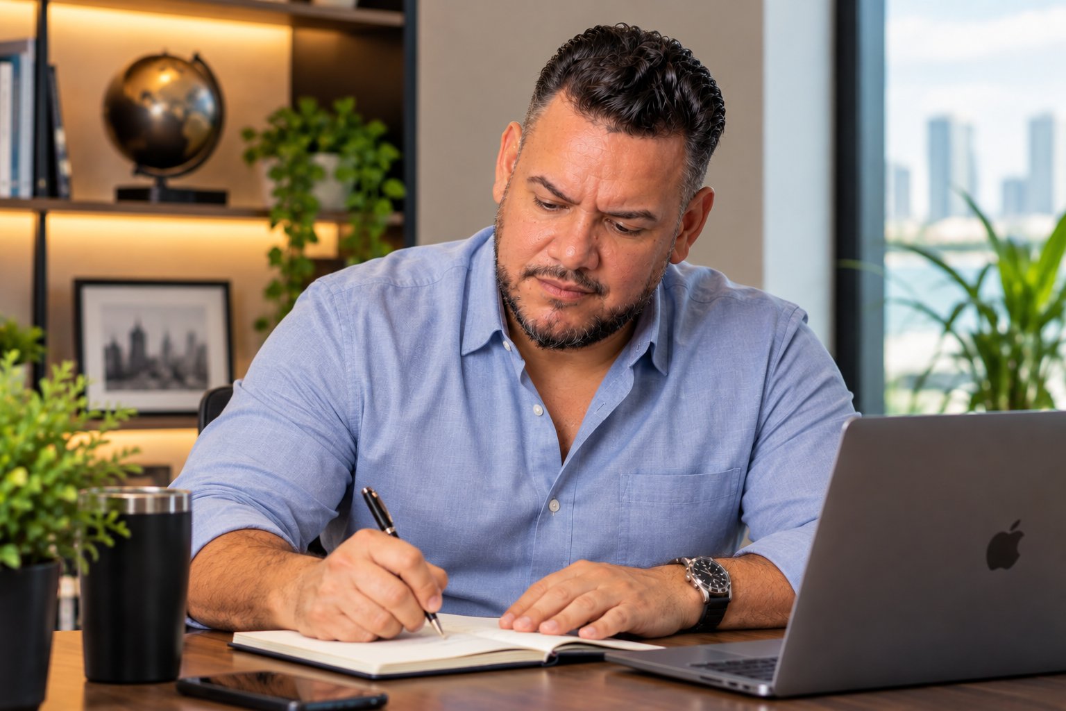 Enrolled Agent Rafael Quezada reviewing tax documents